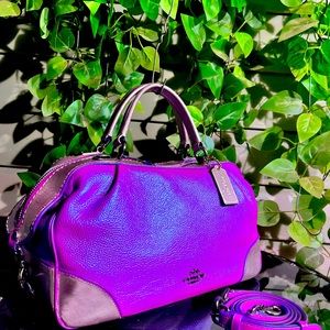 IRIDESCENT Fushia & MIRRORED Mauve Leather Large Coach Lane Purse